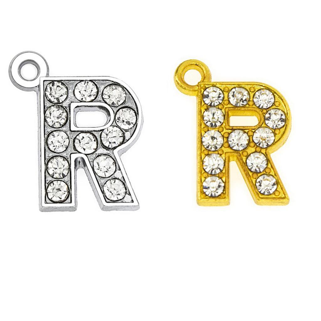 Customizable Rhinestones Letter Charm Pendant Set 26 Gold Fashionable Pendants for Necklace and Bracelet Crafting