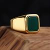 R3381 Men's/Women Trend High Quality 316LStainless Steel Multiple Colors Gemstone Style Onyx Golden Rings Jewelry
