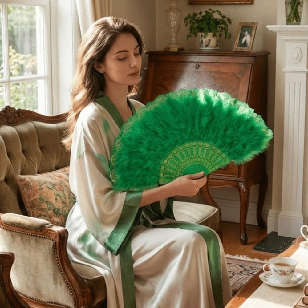 Plastikrahmen Feder Faltfächer Chinesischer Stil Spitze Fächer Tragbar Retro Handfächer Modenschau