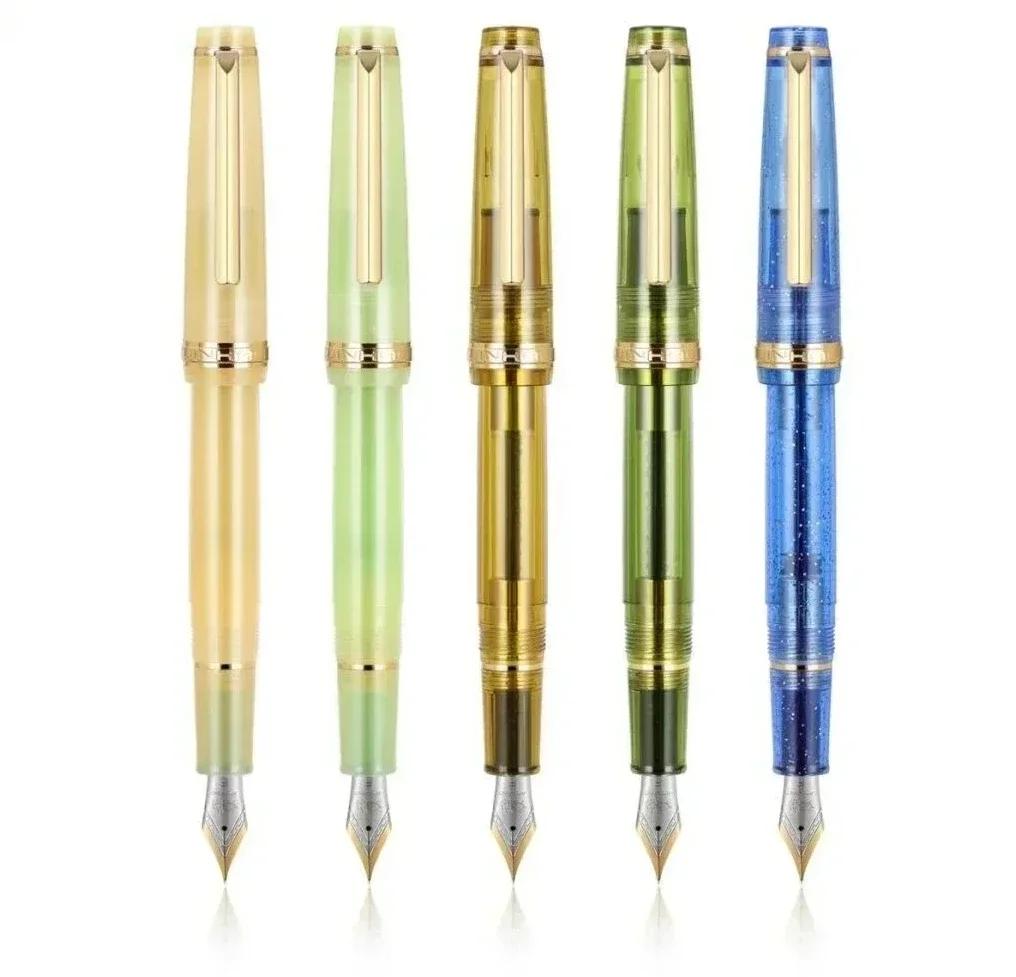 Jinhao 82 Fountain Pen Gold Trim Acrylic Barrel Fine Nib for Writing Calligraphy Signature School Office Supplies Stationery
