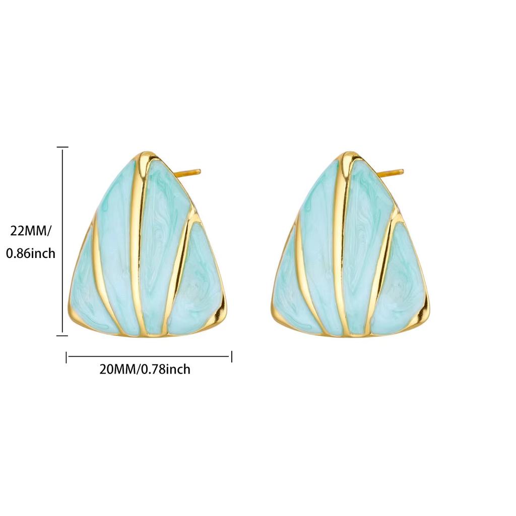 Titanium Steel Oil Dripping Color Round Stud Earrings, Earrings, Light Luxury High-end Tiger's Eye Stone Fashion Earrings, Jewelry