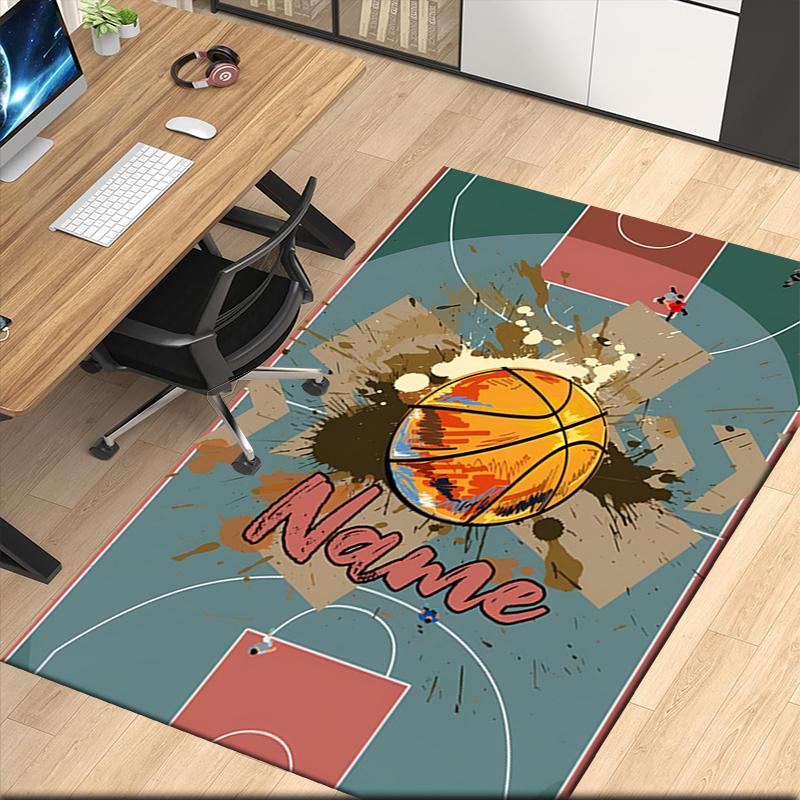 Custom Name Basketball Printed Carpet, for Office Chair Living Room Bedroom Kitchen Room Decor Gifts.