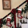 Santa Claus Snowflake Plaid Large Christmas Stocking with Hanging Rope