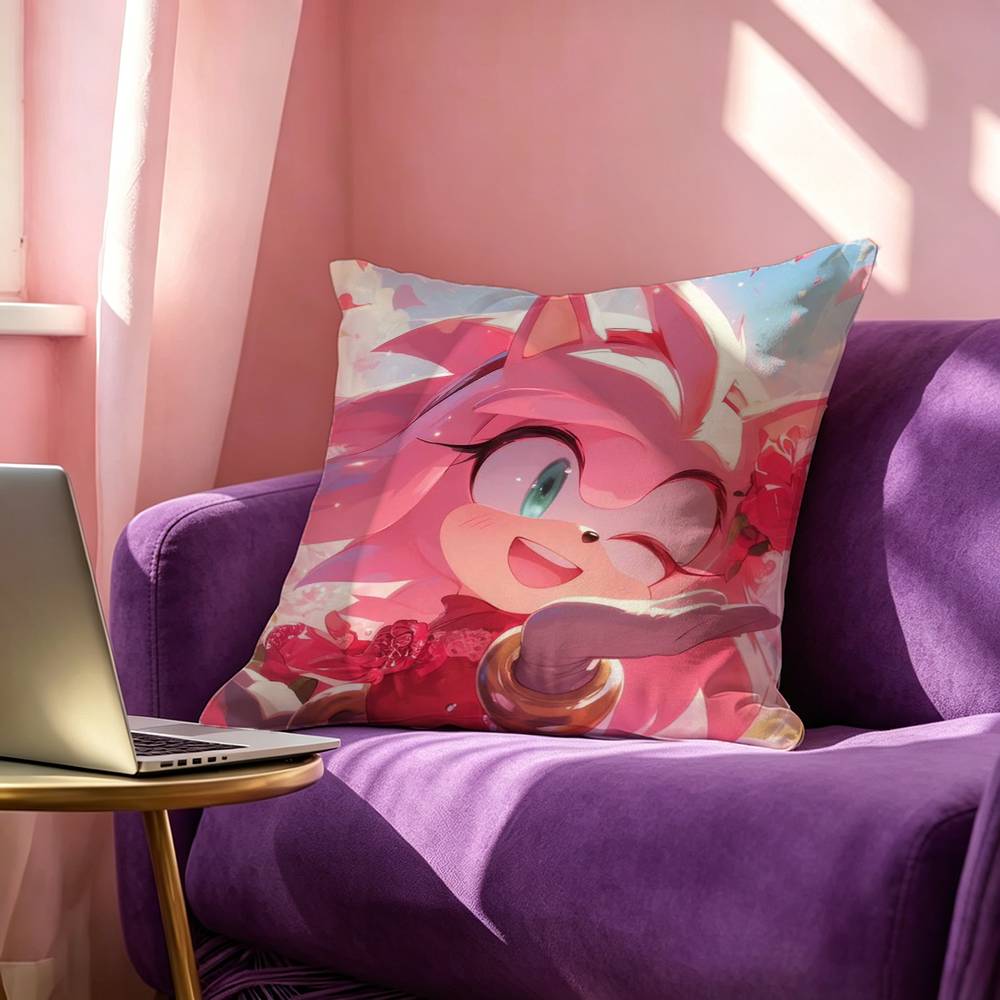 Game Amy Cartoon Rose Square DoubleSided printed Pillow Case Bedroom Bedside Pillow Sofa Cushion Cover