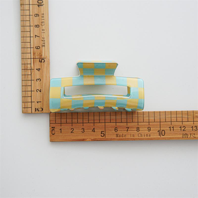 Checkerboard Pattern Geometric Hair Accessories For Women Retro Contrast Color Chic Styling Tools Grid Decorative Headwear