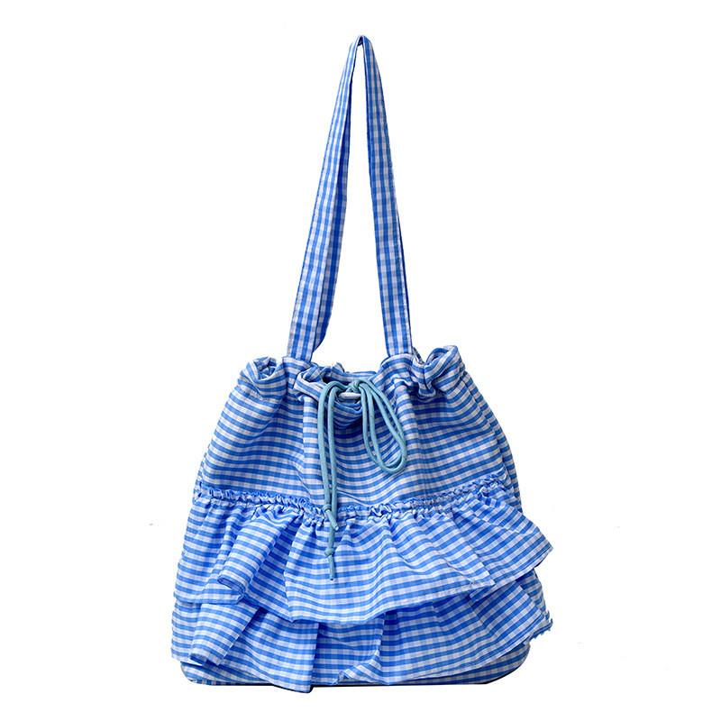 Solid Retro Color Grid Canvas Stylish Bag Stitch Details Everyday Travel Use