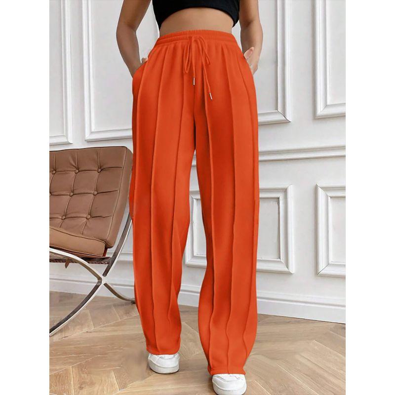 Straight Leg Sports Pants2025 Women Clothes Casual Sweatpants Drawstring Vertical Stripes Straight Sweat Pants