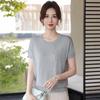 Stylish Summer Ice Silk Short-Sleeve Top for Mom - Knitted Cardigan T-shirt for Middle-Aged & Elderly Women, 2026 Collection