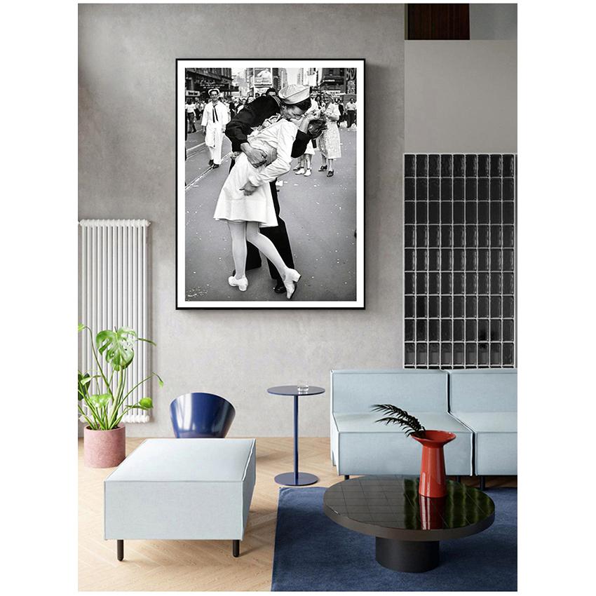 Stampa fotografica Home Wall Art Cuadros Decorazione Senza cornice Arte vintage in bianco e nero Victory Kiss Poster New York Canvas Painting