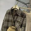 Women's Plaid Flannel Shirt Oversized Casual Button-Up Long Sleeve Blouse