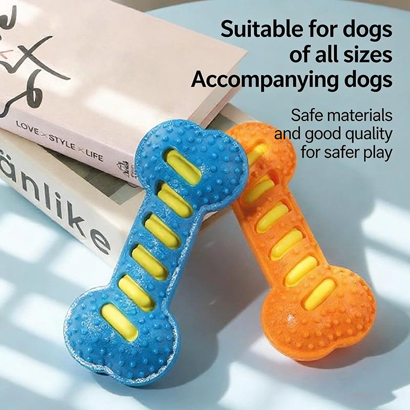 Dog Squeaky Molar Bone Chew Toy Bite Proof Teeth Cleaning Dental Care Durable Interactive Play Toy For Puppy Small Medium Large