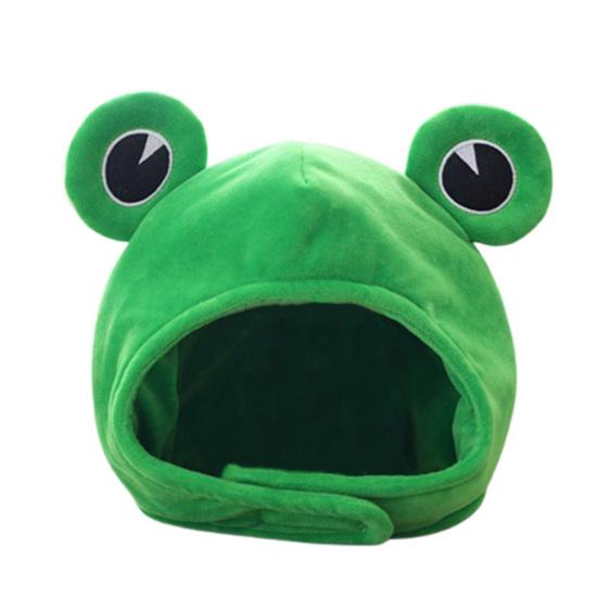 

Unisex Cartoon Frog Design Plush Headgear Hat Cosplay Photography Props Supplies зелёный