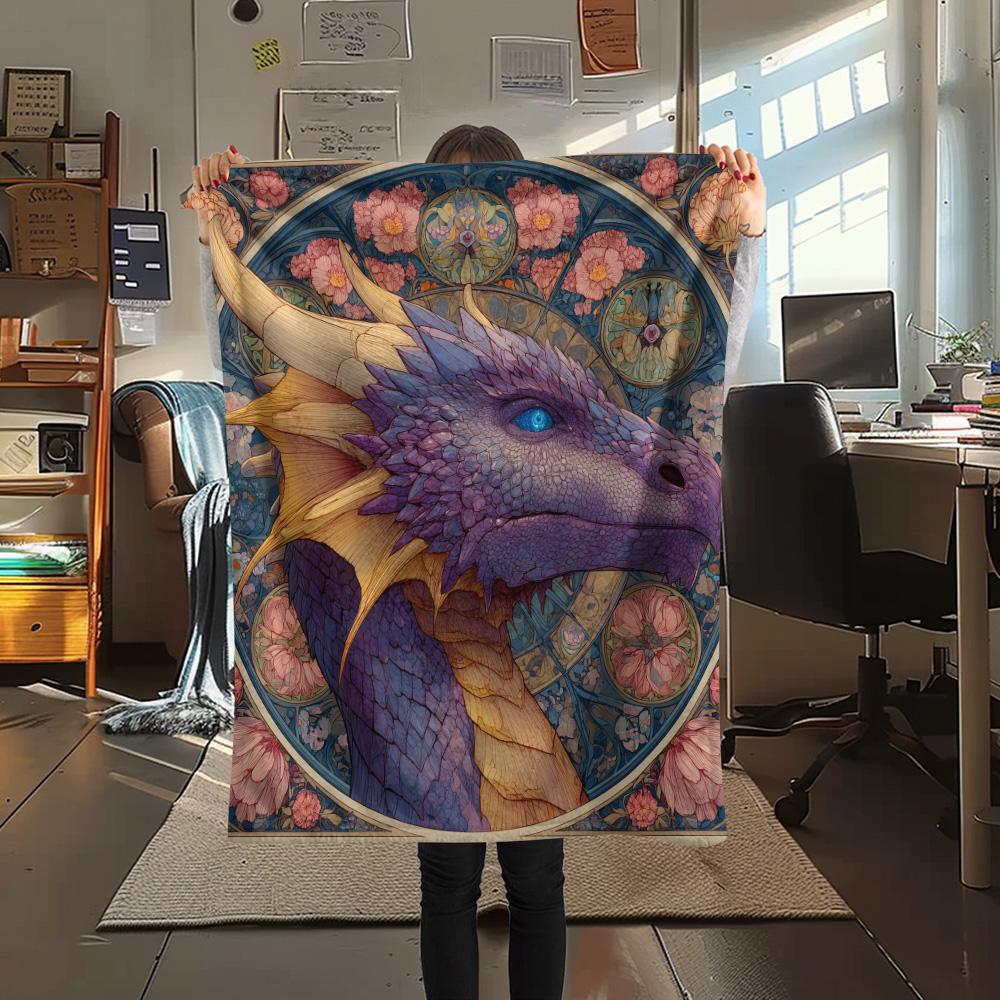 Purple Dragons  Print Flannel Blanket, High quality Comfortable for All Seasons, Home Decor, Warmth and Comfort