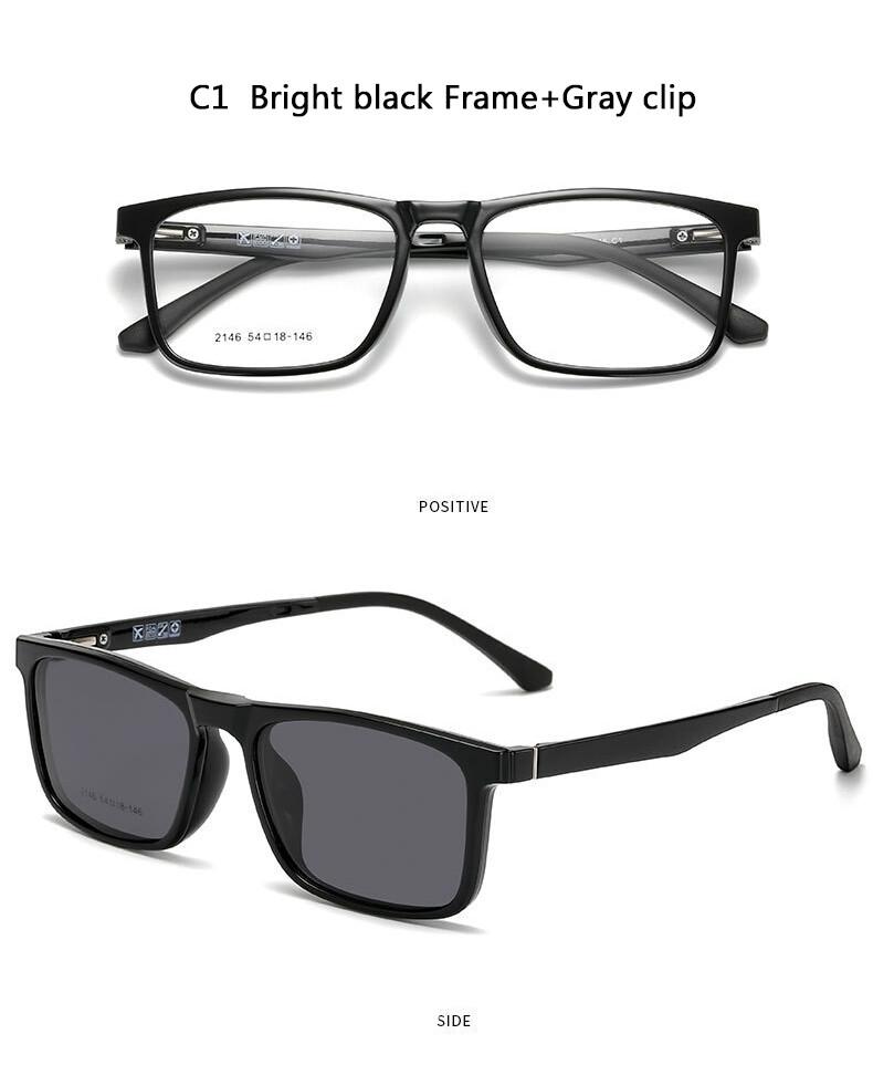 New Fashion Ultra Light Magnetic Sunglasses TR90 Square Retro Optical Prescription Glasses Myopia Reading Clip On Eyeglasses Original Lenses