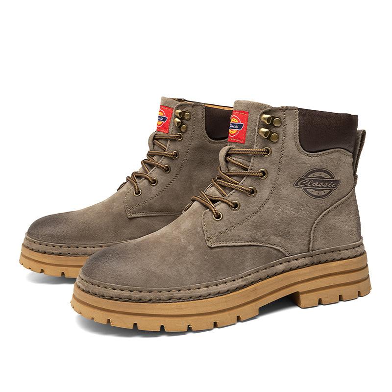 

2025 new live broadcast hot-selling autumn and winter outdoor velvet leather men s outdoor casual tooling Martin boots 46 хакі