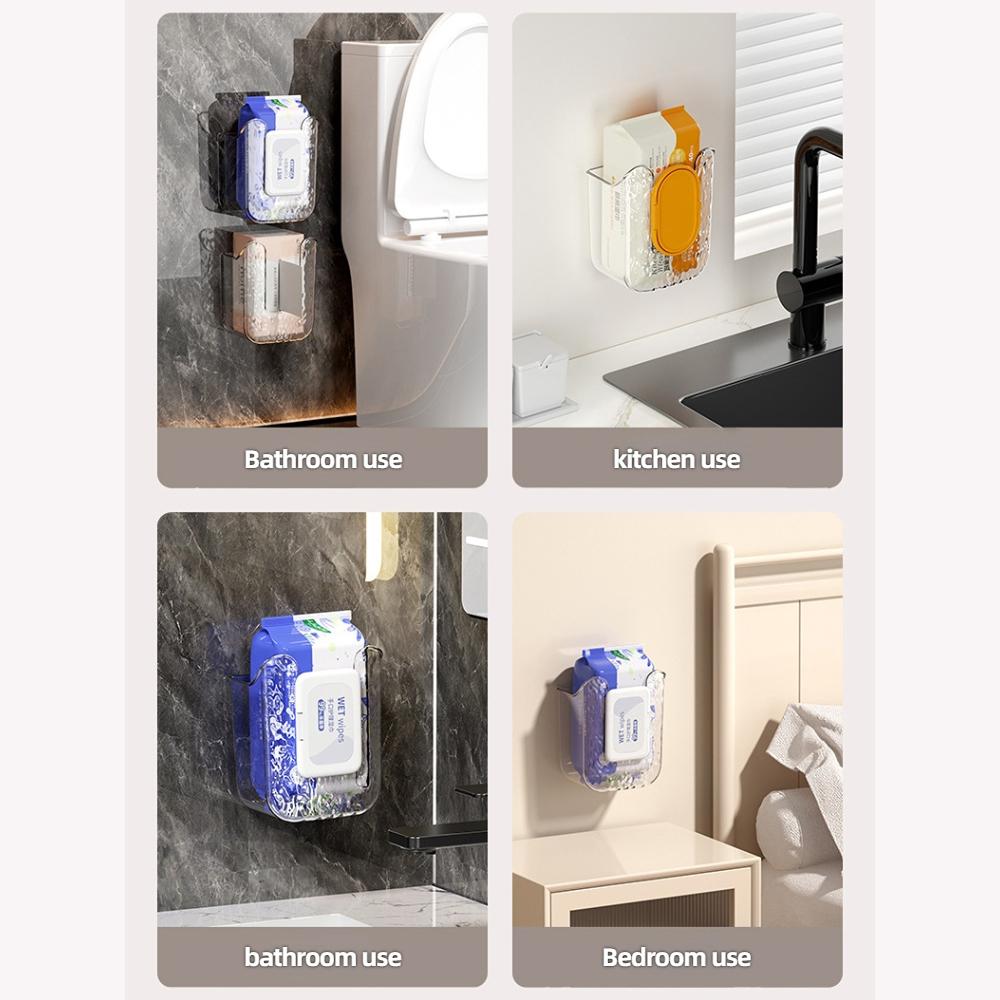 Caixa de Lenços Umedecidos Montada na Parede Caixa de Lenços de Papel Caixa de Armazenamento de Toalhas Faciais Sem Furos Suporte para Lenços Umedecidos de Banheiro Porta-Lenços de Papel