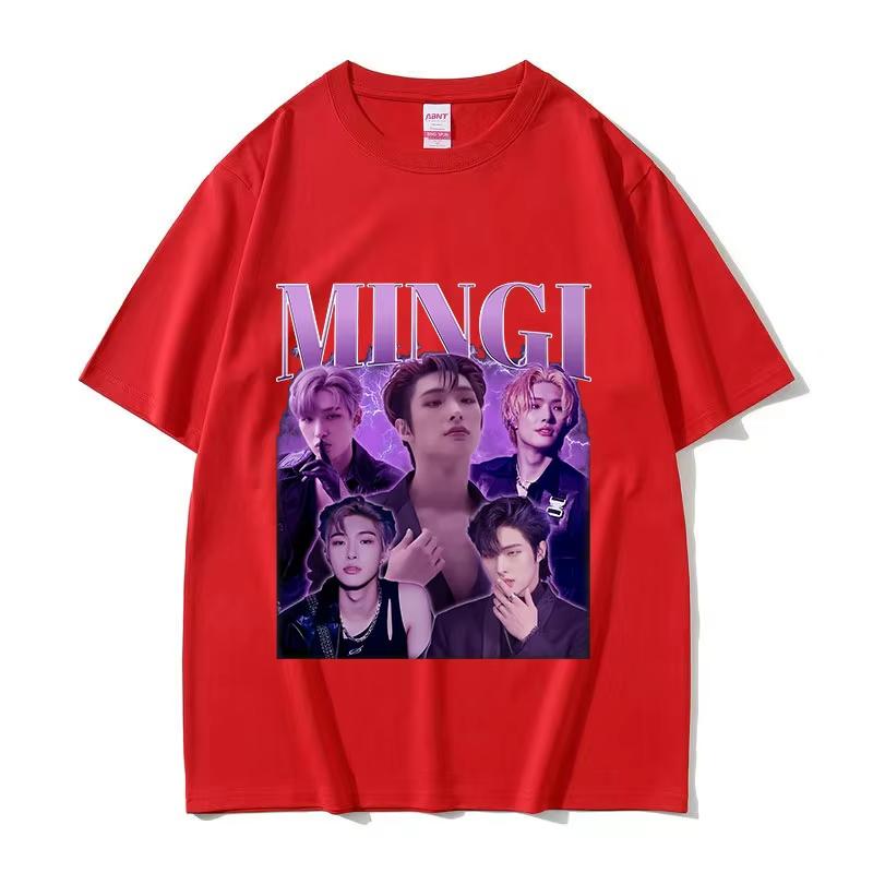 Korean Band Mingi Ateez Print Graphic Tee Shirt Women Summer Hip Hop Kpop O-Neck Clothing T-shirt Unisex 100% Cotton T Shirts