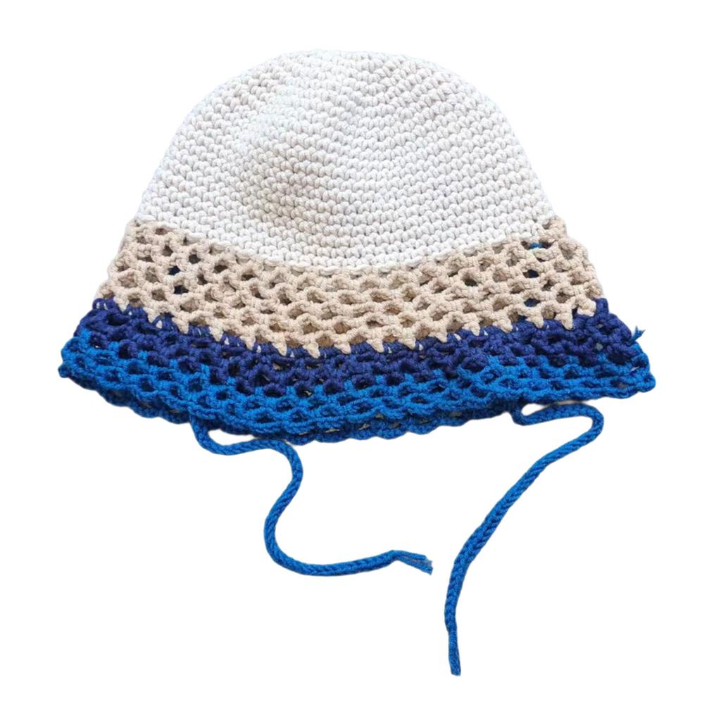 Handmade Bucket Hat Handwoven Colorful Openwork Crocheted Hat for Music Festival Stylish Colorful Fisherman Hat