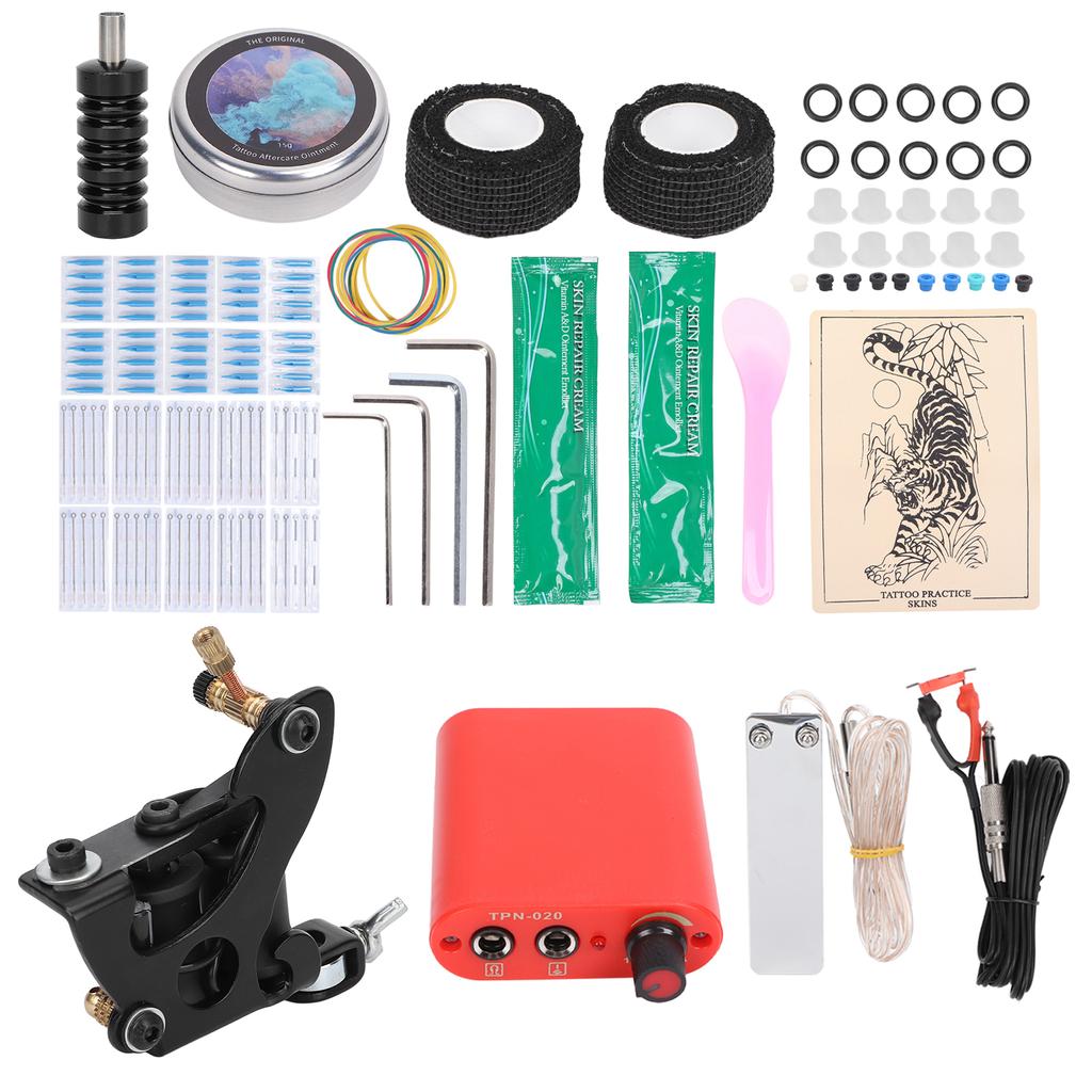 8 Wraps Tattoo Coil Machine Red Mini Tattoo Power Supply Complete Tattoo Liner Machine Set