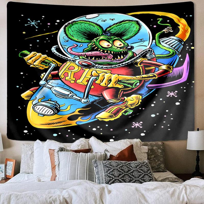 Retro Fink Rat Printed Tapestry, Wall Hanging,Livingroom, dormitory, Large Wall Decor, Fabric Decor Fan Birthday Gifts