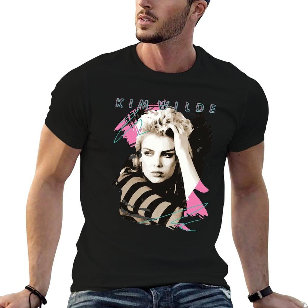Men Tshirt Kim Wilde 80s Retro Faded Vintage 1980s Pop of America T Shirt Printed T-Shirt tees top Black