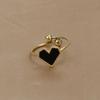 Fashion Stainless Steel Heart Shaped Rings For Women Classic Adjustable Size Gold Color Ring Wedding Party Jewelry
