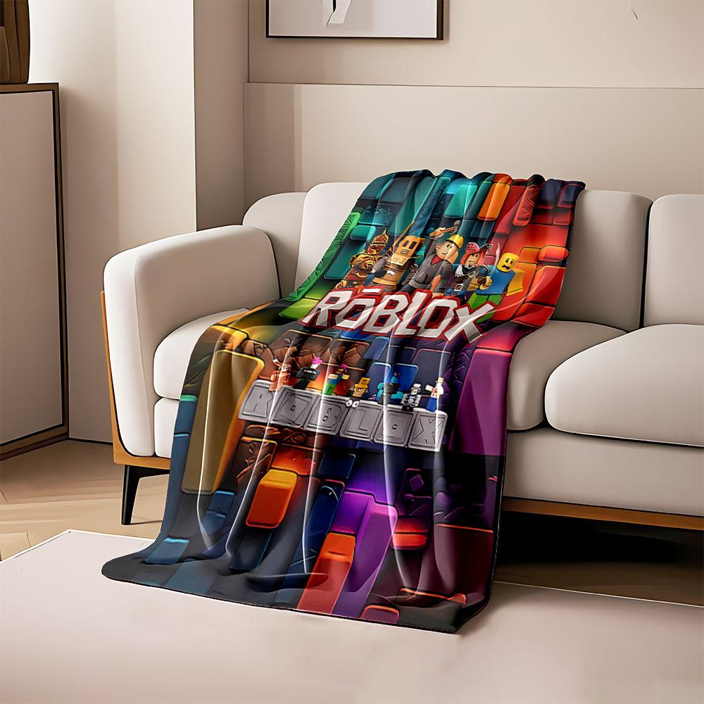 

Colorful 3D blocks with Roblox characters and logo in the foreground. for all seasons blanket lunch break throw gift 80cm x 120cm