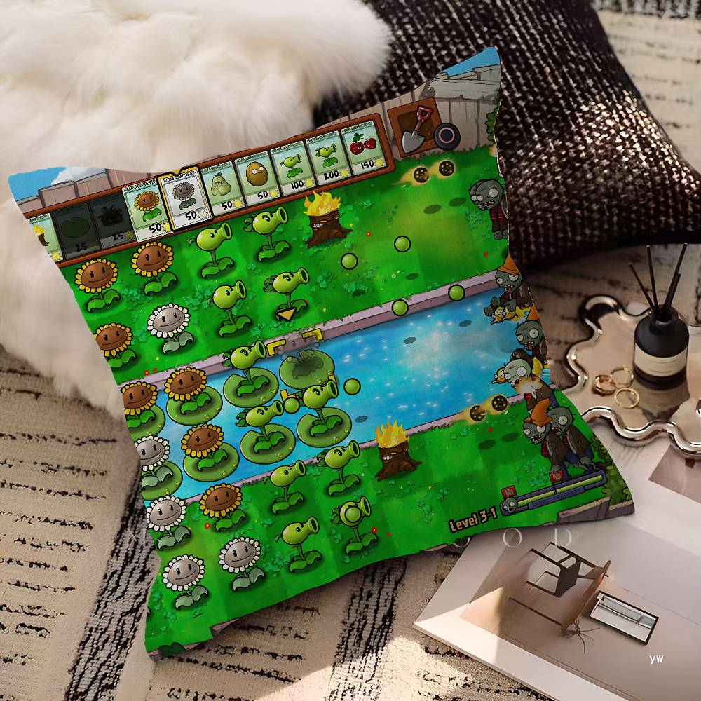 

Classic Game PPlants Vs ZZombies Cushion Cover Polyester Sofa Cushions Decorative Throw Pillows Home Decoration Pillowcover 30x30 cm