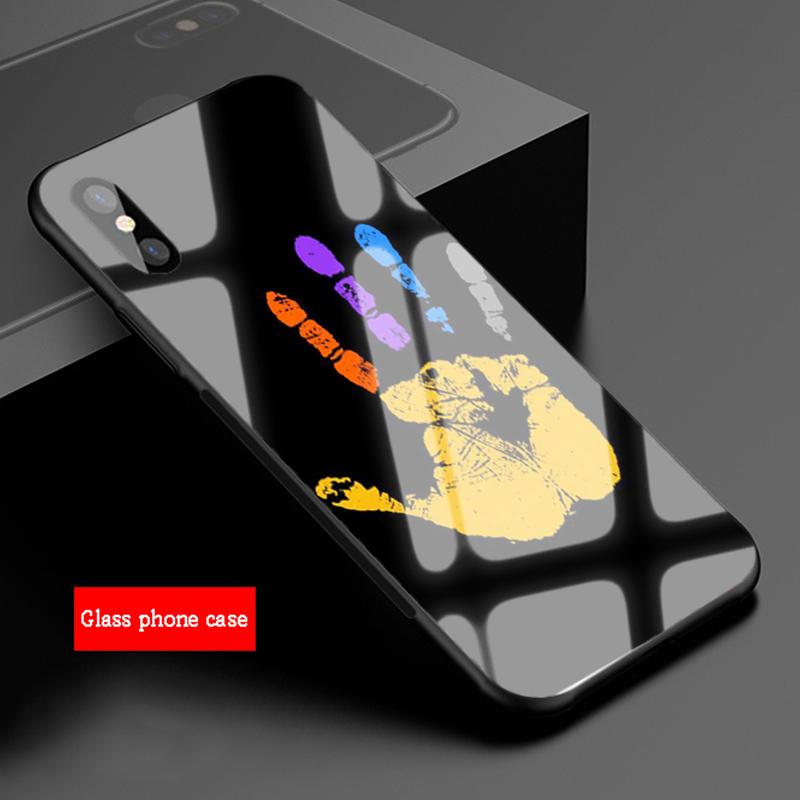 Pouzdro na telefon z tvrzeného skla s potiskem ruky Pro iphone 12 11 Pro Max 5 6 7 8 PLUS X XS XR XSMax Skořepina 12Pro Kryt Skořepina