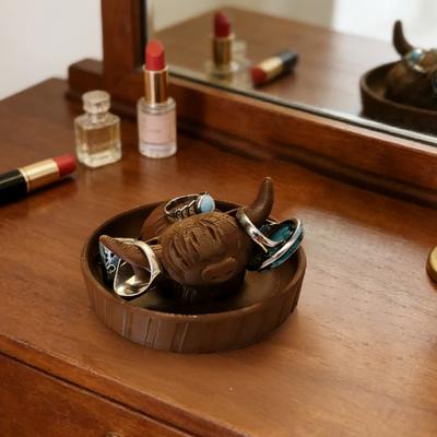 Highland Cow Ring Holder 3D Printed Jewelry Storage Box Farmhouse Bohemian Style Rings Keys Bracelets Earrings Trinket Tray