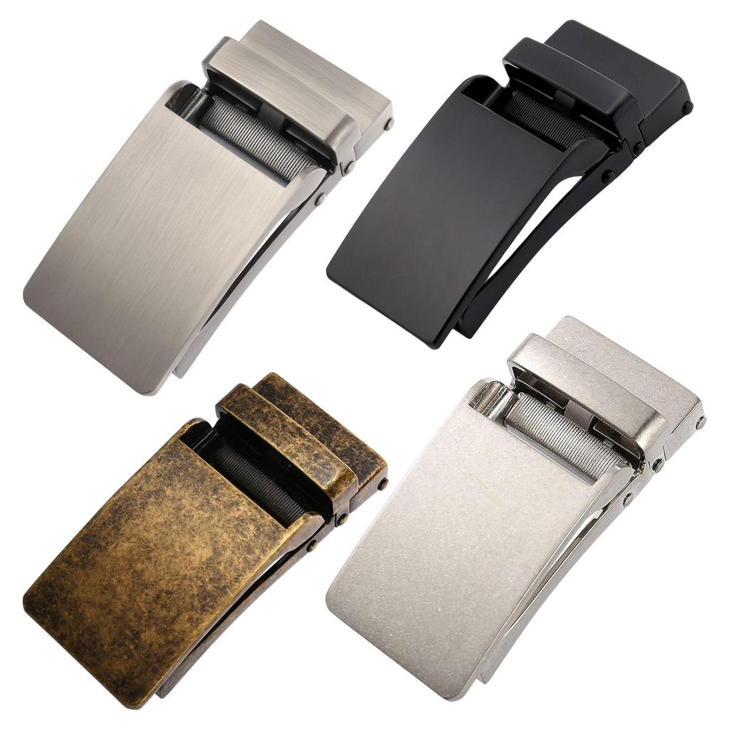 Rectangular Automatic Ratchet Buckle for Leather Straps, Men's Trouser Belt