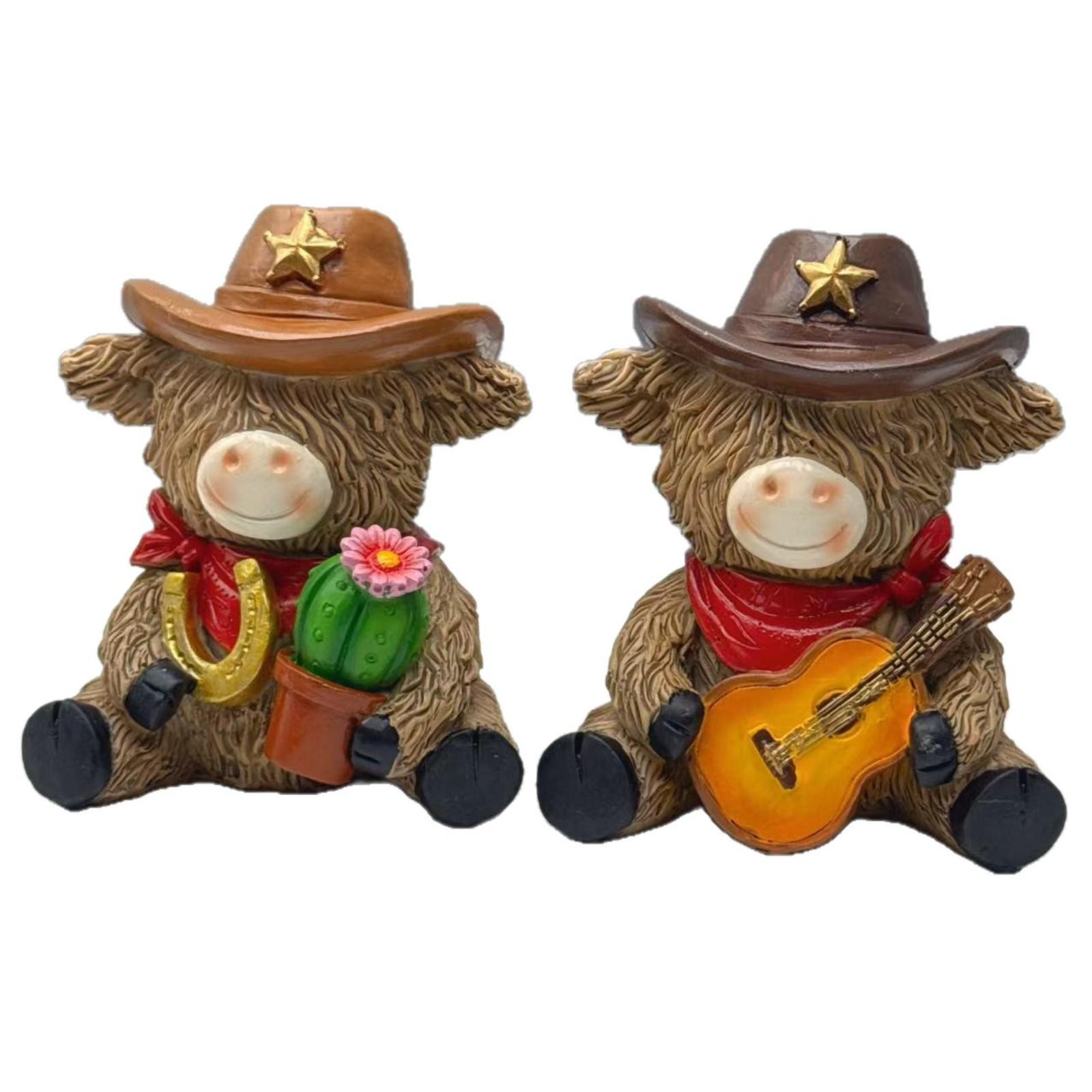 

2pcs Resin Bull Statue Guitar Decoration, Bull Ornament, Home Garden Patio Decoration, Party Prop, Gift. One Size
