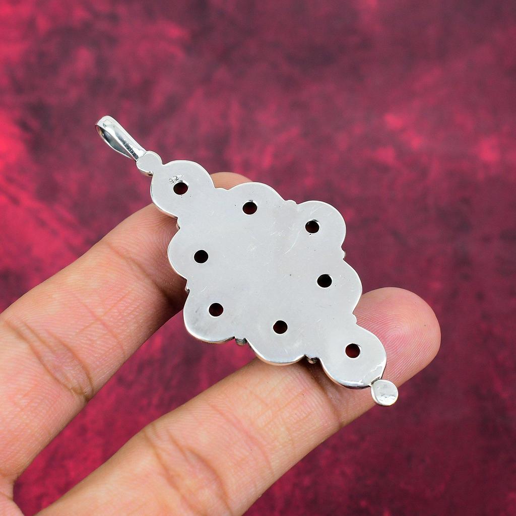 Pendentif en corail rouge fait à la main, pendentif en argent sterling massif 925, bijoux anciens, pour cadeau de fiançailles