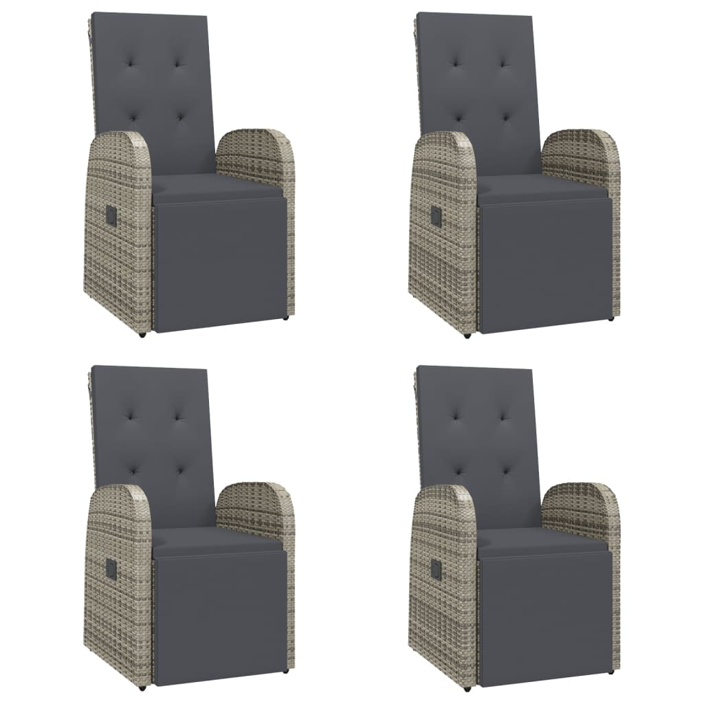 Vidaxl 5-Cz. Garden Furniture Set With Cushions, Grey, PE Rattan