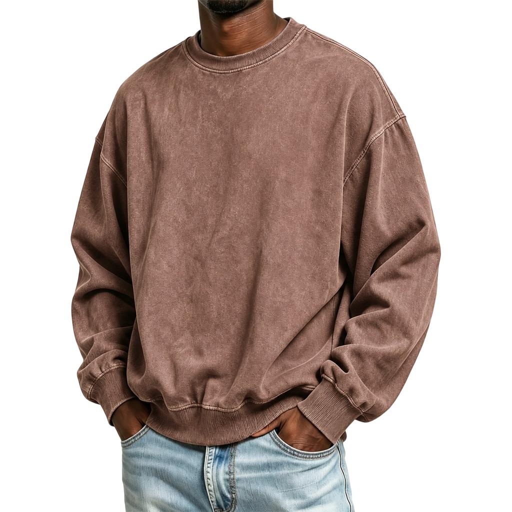 Men's Vintage Wash Long Sleeve Hoodie Casual Pullover Sweatshirt for Everyday Wear