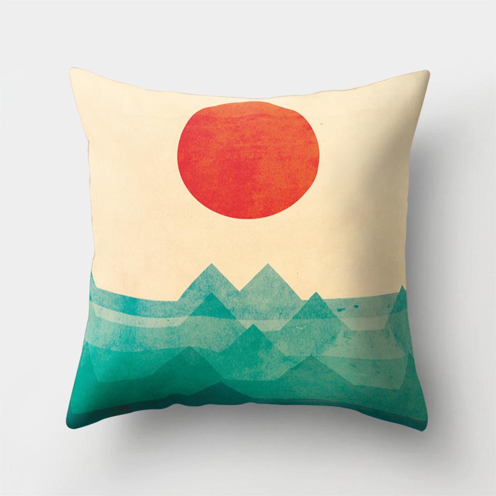 Car Waist Pillow Sofa Pillow Case Cartoon Sunrise Pattern Car Cushion Yiwu Pillow
