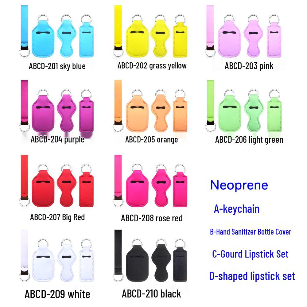 

Набор держателей для санитайзера и брелоков: Чехол для флакона с антисептиком + Ремешок на запястье + Держатель для помады и бальзама для губ A-203 Pink