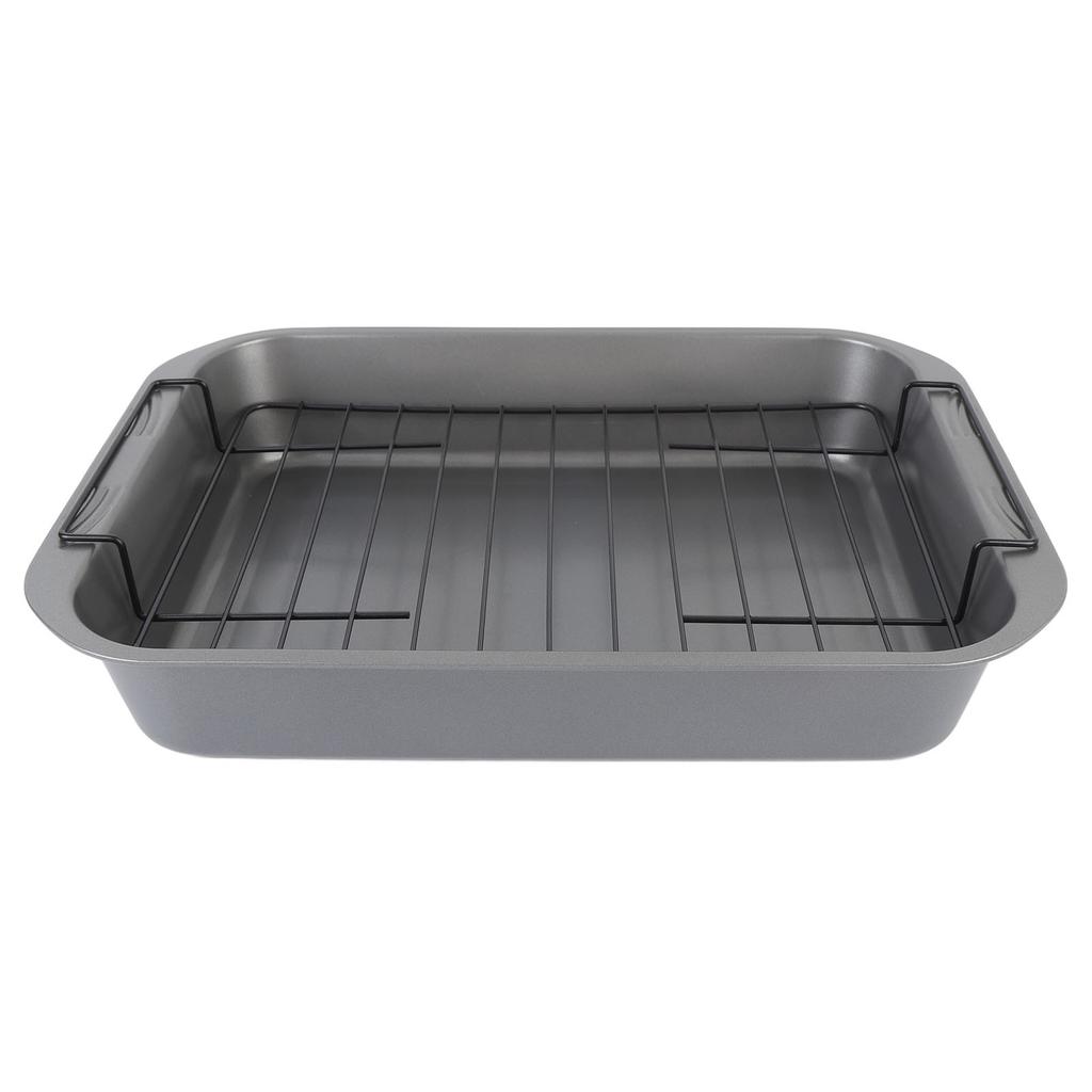 Nonstick Roaster with Rack Carbon Steel Heat Resistant Rectangular Roasting Pan Oven Baking Tray