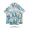 Hong Kong style short-sleeve shirt for men and women, couple's style, loose-fitting summer Hawaiian beach floral shirt