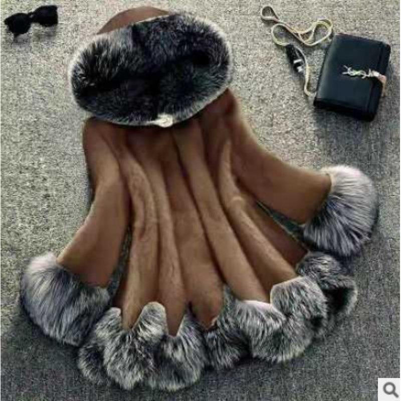 Winter new imitation mink imitation fur coat medium and long imitation mink coat women's imitation fox hair hooded