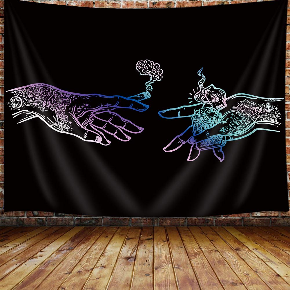 Black and White Love Hands Tapestry Space Stars Galaxy Tapestry Wall Hanging Romantic Art Home Decor for Bedroom Living Room
