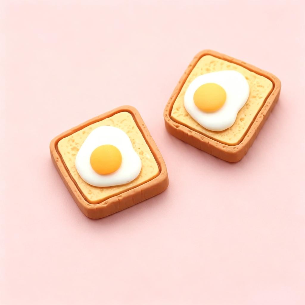 10Pcs Kawaii Mixed Bread & Fried Egg Resin Flatback Cabochons, DIY Hair Clip Accessories