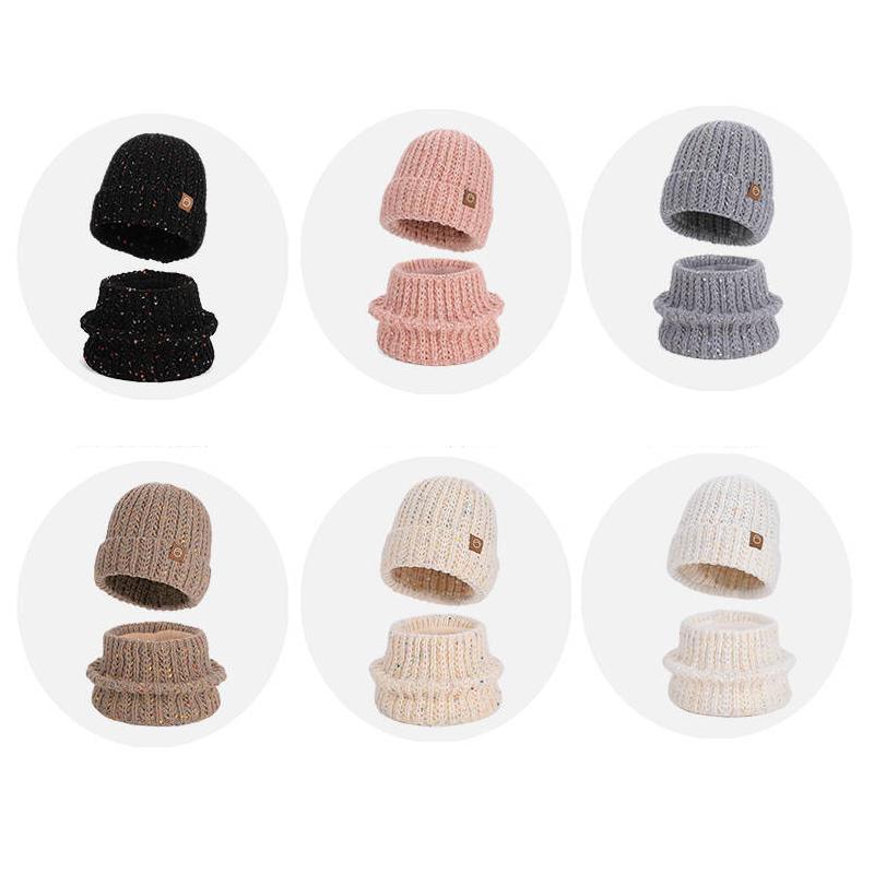 Winter Hat Scarf Set Women's Outdoor Velvet Warm Knitted Hat Ear Protection Head Wool Hat