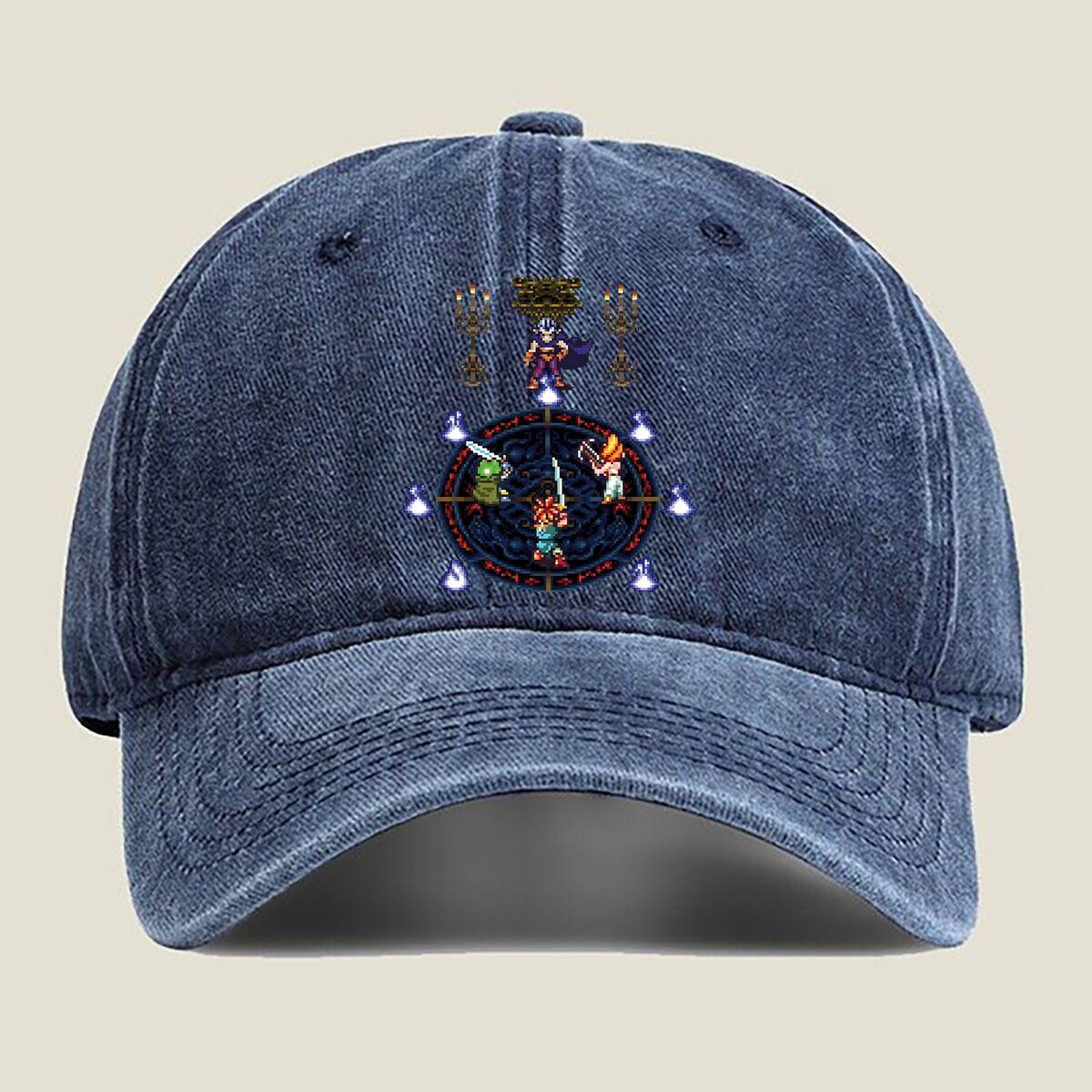 

Retro Game Character Battle Fashion Washed Baseball Cap Hat Outdoor Activities One Size темно-синього кольору