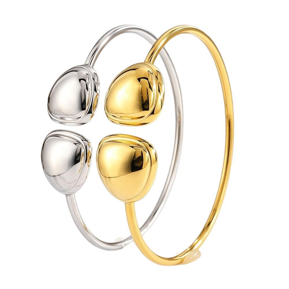 European and American Simple Glossy Hug Light Luxury K Gold Water Drop Open Women Do Not Fade, Titanium Steel