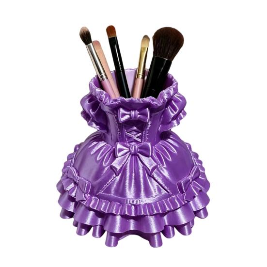 3D Printed Dress Shape Pen Holder, Cute Desk Organizer for Makeup Brushes Stationery, Creative Home Office Decor