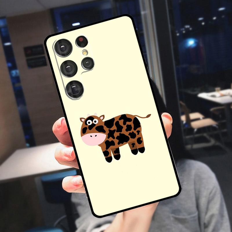 Cartoon Cute Cow Spots Cover For Samsung Galaxy S25 S24 S21 S22 S23 Ultra S9 S10 Plus S24 FE S21 FE Phone Case