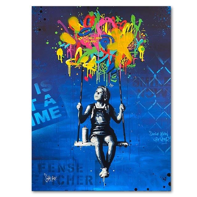 Banksy Leinwand-Poster, Junge, Ballonflug, Dekoration, Bild, Graffiti, Leinwandgemälde, Wandkunst, Heimdekoration