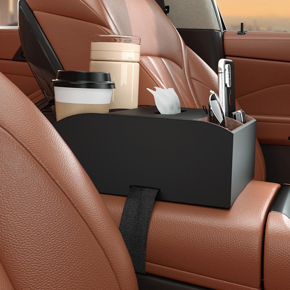 Cutie Depozitare Cotieră Auto Multifuncțională Cutie pentru Șervețele Organizator Consola Interior Piele Suport pentru Pahare