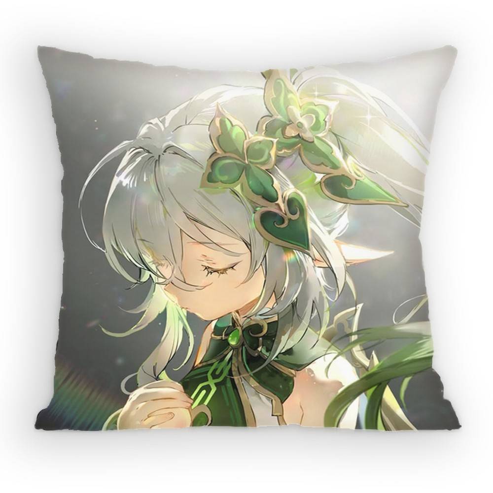 Lesser Lord Kusanali Nahida Pillow Case Antidustmite Pillowcase Invisible zipper silky short plush Sofa cushion cover
